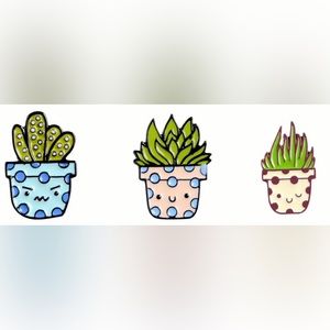 Cartoon Cute Plant with Face- Enamel Pin